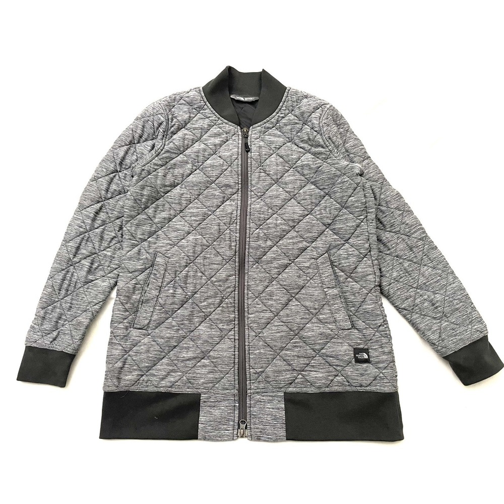 The North Face Women's Mod Bomber Quilted Jacket Medium Gray Full Zip Insulated